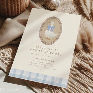 One Silly Goose Birthday Invitation Digital | Goose Birthday Digital Template | Boy 1st Birthday | Silly Goose Birthday Ideas | BENJAMIN