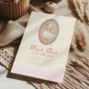 One Silly Goose Birthday Invitation Digital | Pink Goose Birthday Digital Template | Girl 1st Birthday | Silly Goose Birthday Ideas | BLAIR