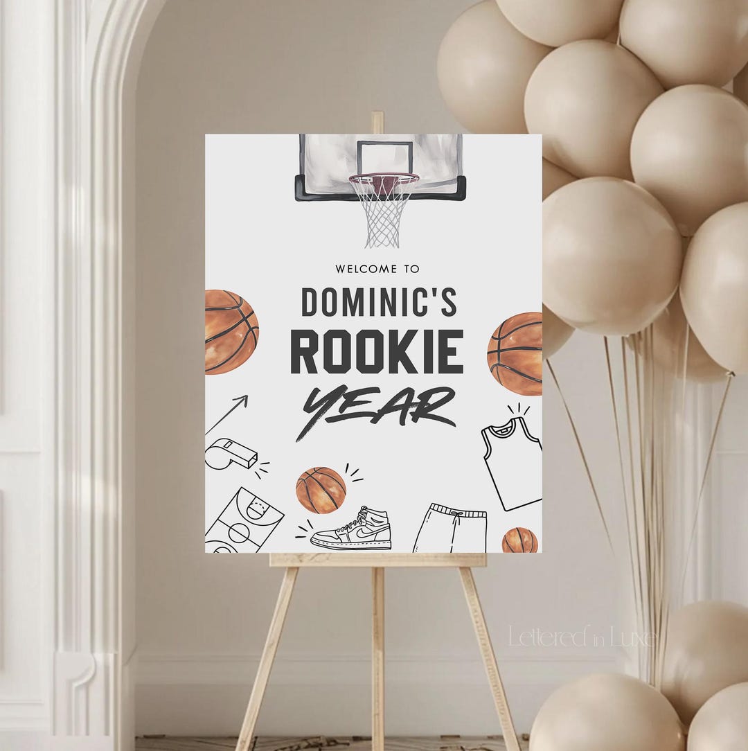 Basketball Rookie Year Welcome Sign Digital | Basketball Poster | Boy ...