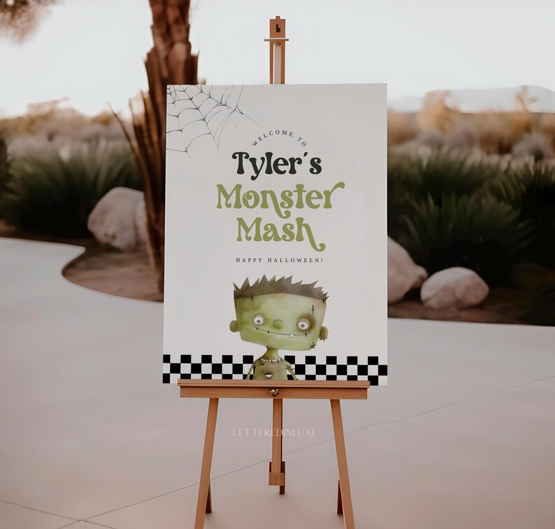 Halloween Birthday Welcome Sign Digital | Editable Monster Mash Poster ...