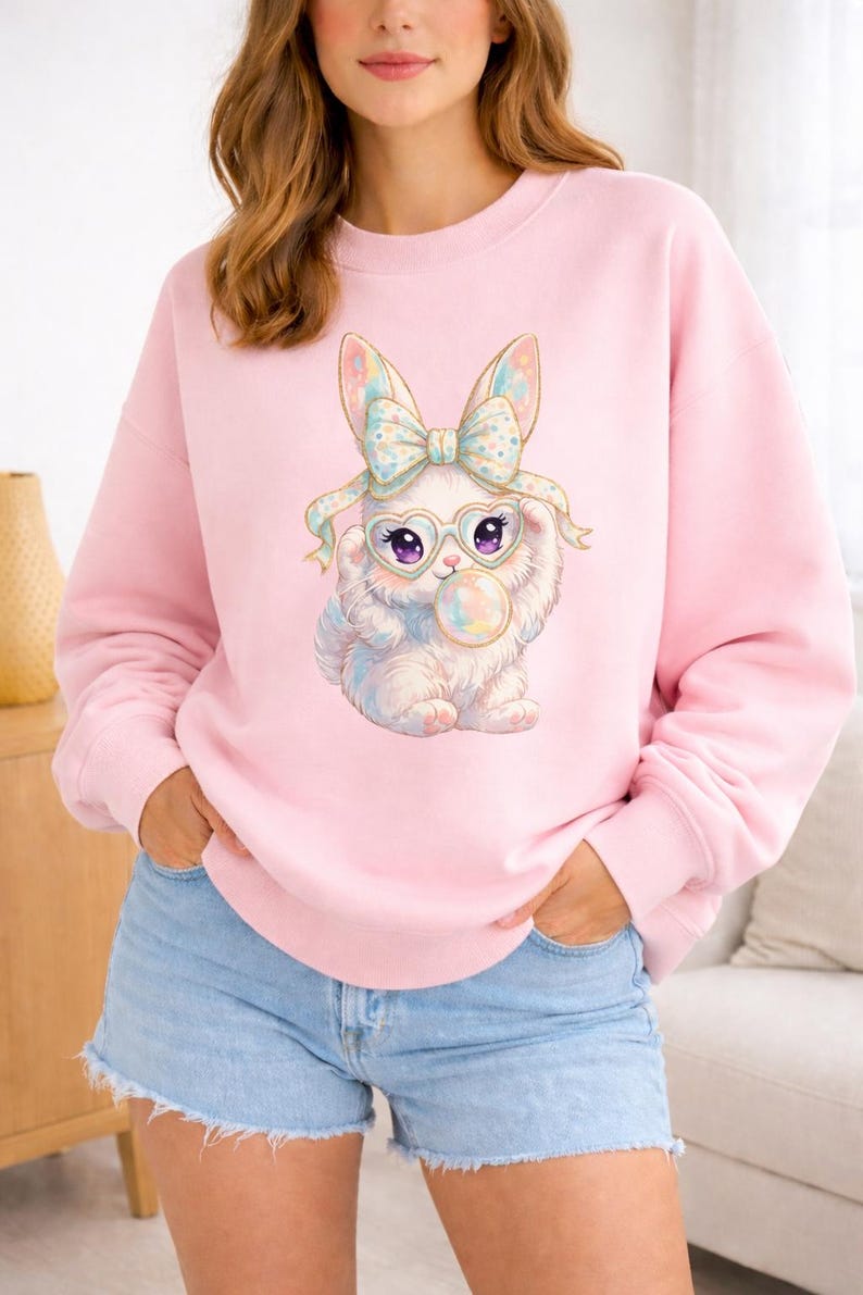 Cute Bunny Clipart PNG – Pastel Watercolor Rabbit With Bow & Heart ...