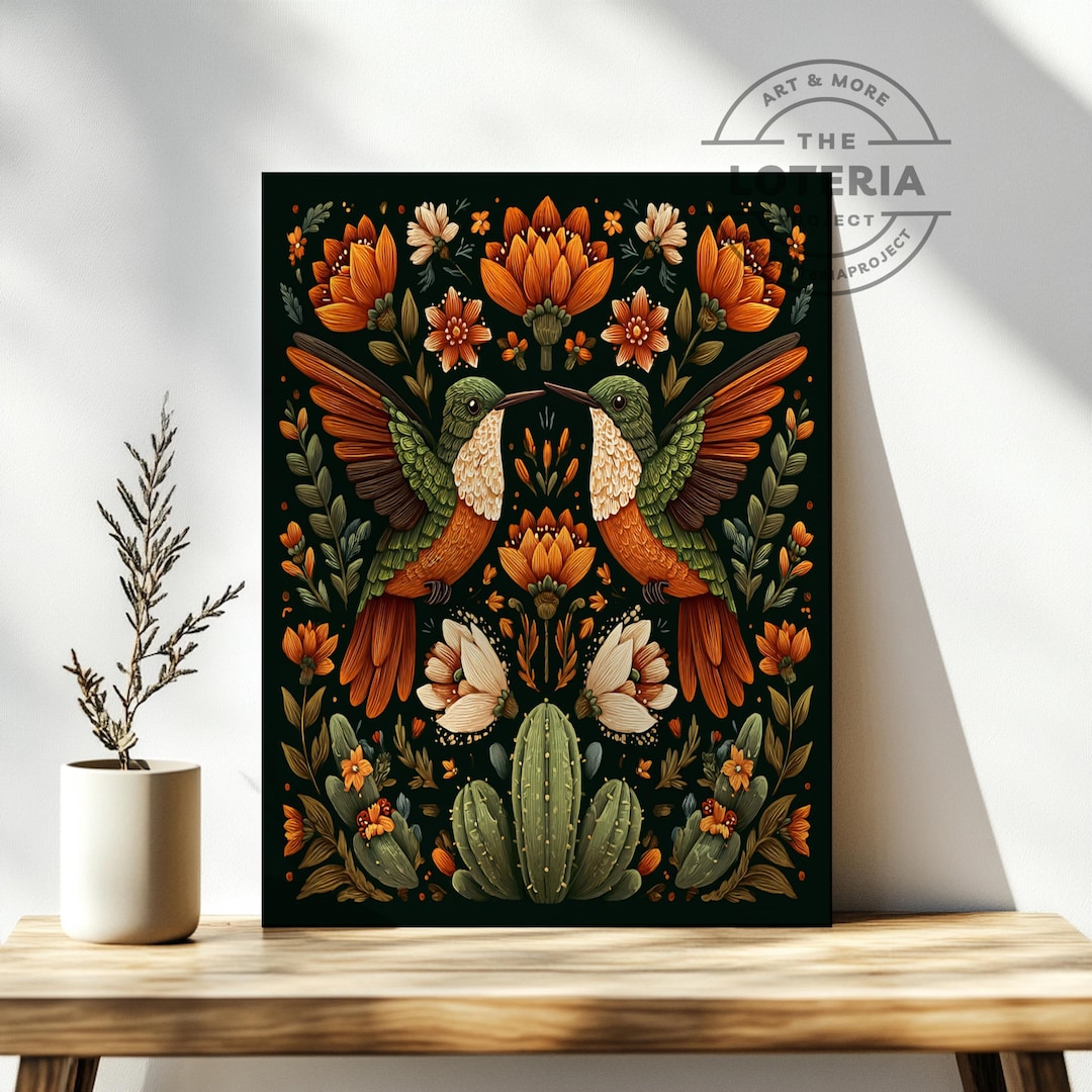 Folklorico Hummingbird Art Print – Colorful Mexican Folk Art, Fall Wall ...