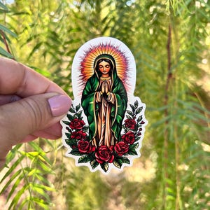 Lotería Guadalupe Art Vinyl Sticker – Mexican Folk Art, Virgen de Guadalupe Traditional Sticker, Virgen Mary Ready to Ship