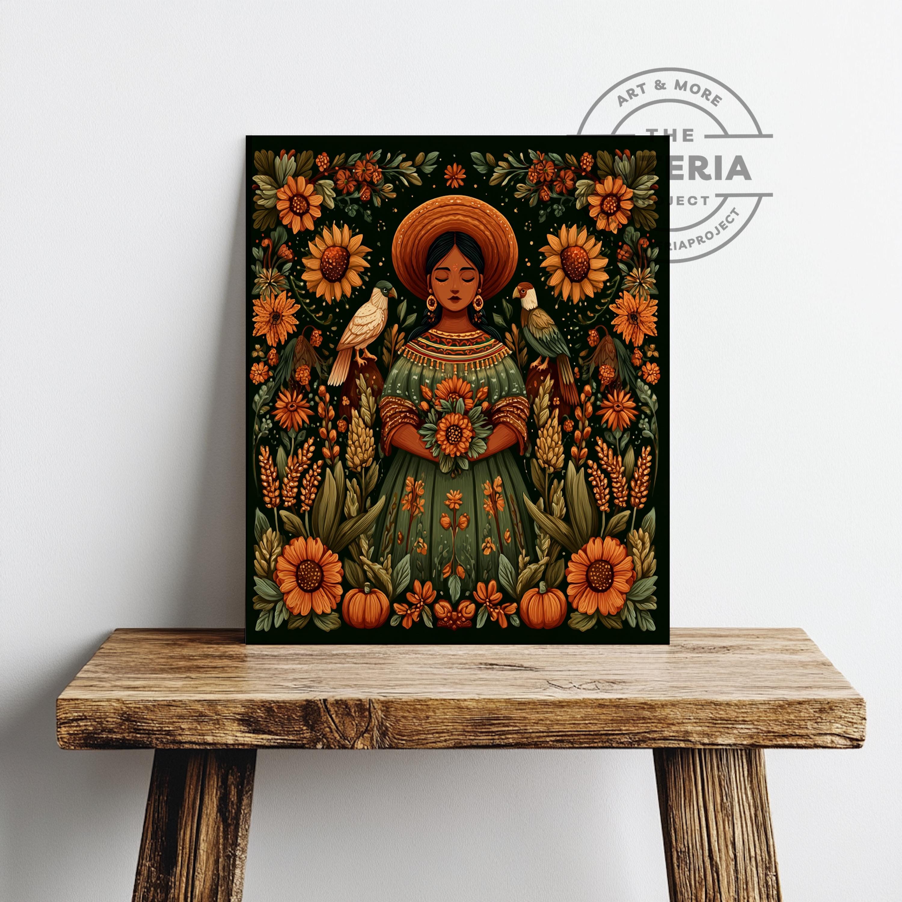 Mexican Folk Art Print Colorful Autumn Folk Art, Heritage Poster Boho ...