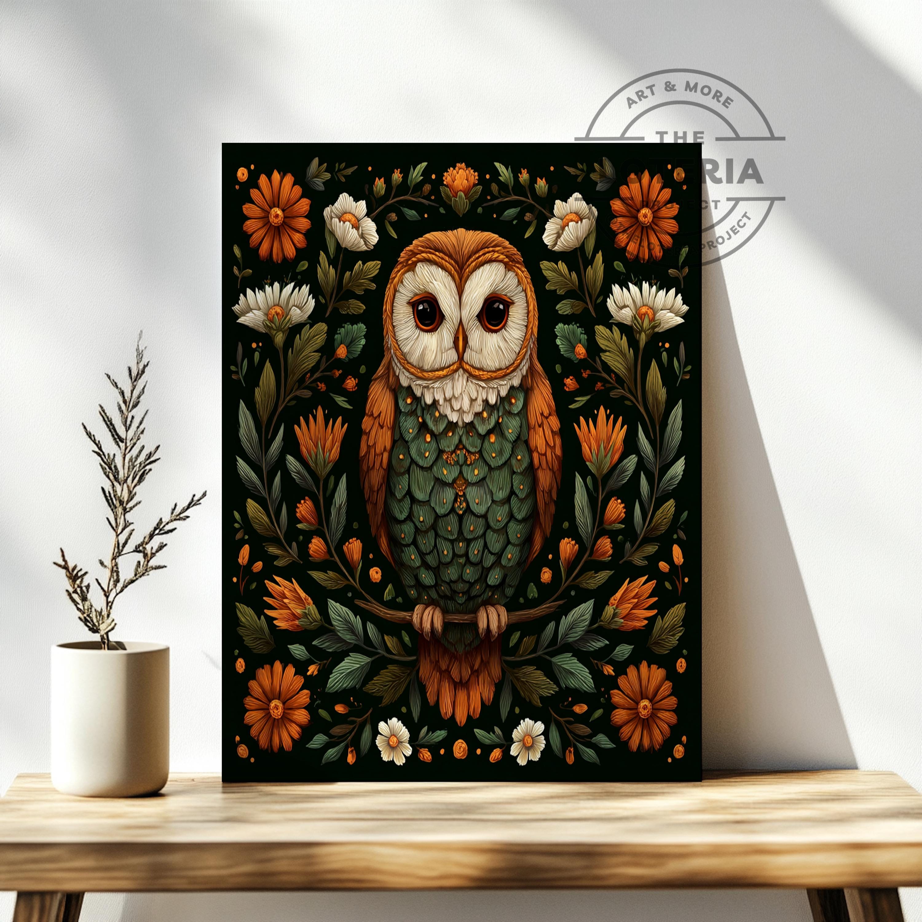 Folklorico Owl Art Print – Colorful Mexican Folk Art, Barn Owl Wall Decor, Vibrant Tecolote Po