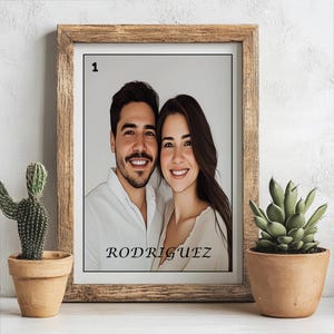 Couple Custom Portrait Lotería Art Print – Personalized Lotería Card, Custom Wedding, Anniversary, Memory Gifts, Engagement or Wedding Gifts