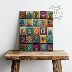 Folklorico Mexican Tile Southwest Art Print Colorful Mexican Folk Art, Home Wall Decor, Vibrant Poster, Boho Unique Gift Illustration Print