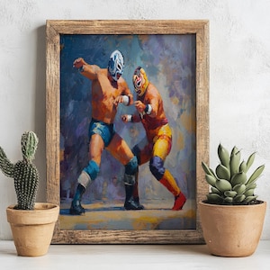 Luchador Art Print – Mexican Wrestling Wall Art, Colorful Lucha Libre Poster, Pop Fighter Home Decor