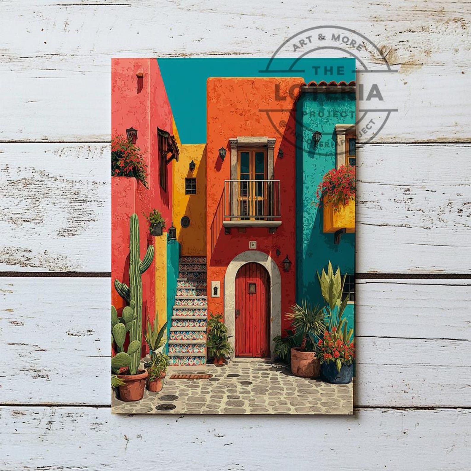 Folklorico Mexican Town Southwest Art Print Colorful Mexican Folk Art ...