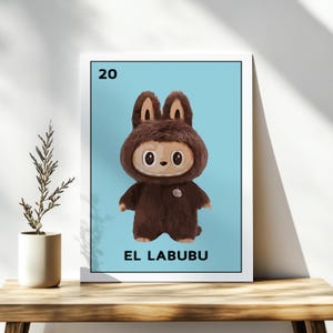 Impression d'art Labubu Lotería ou carte de voeux - Affiche colorée de carte Lotería mexicaine, art mural, décoration Labubu mignonne, cadeau unique, impression d'art mexicaine