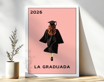 La Graduada 2026 Lotería kunstprint of wenskaart – gepersonaliseerde felicitatiekaart voor afstuderen, Lotería-kaart, kleurrijke Mexicaanse poster