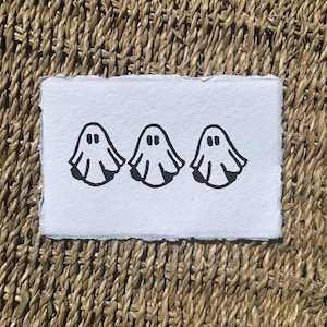 Ghost Pals Linocut hand printed | original handmade | block print, hand carved, hand printed, handmade