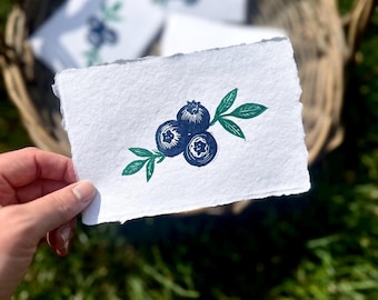 Blueberry linocut print | hand carved and printed |