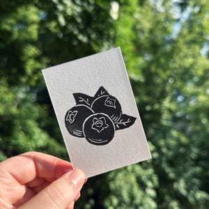 Tiny Bloobs blueberry | hand carved and printed