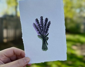 Lavender springs | linocut print, hand carved and printed
