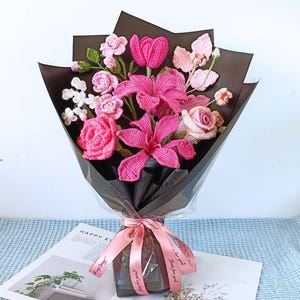 Handmade Crochet Bouquet – Long-Lasting Flowers – Gift for Her – Spring Decor – Mother&#39;s Day or Birthday Gift