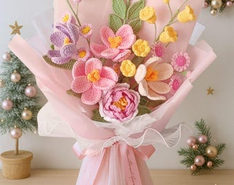 Crochet Flower Bouquet – Handmade Tulips, Everlasting Wedding Gift, Birthday or Anniversary