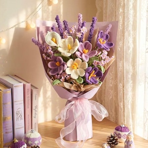 Purple Crochet Bouquet – Handmade Flower for Mother's Day / Class of 2026 Graduation Gift