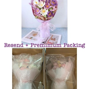 Lila Häkelstrauß, handgefertigte, immergrüne Blumen, Abschlussgeschenk für Sie Premium Pack