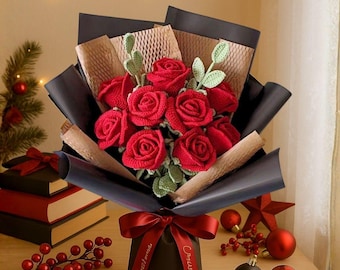 Custom Crochet Rose Bouquet : Gift for Her, Valentine’s Day, Anniversary, Birthday, Christmas, proposal