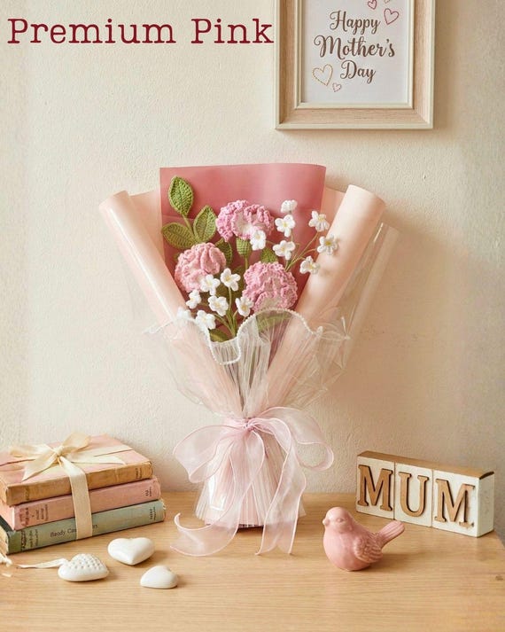 Handmade Crochet Carnation Bouquet: Lasting Floral Gift for Mum, Mothers day, Birthday