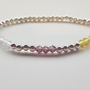 Stretchable Family Birthstone Bracelet | Mother&#39;s Bracelet | Crystal Bicone Bracelet |Stackable Bracelet | Minimalist