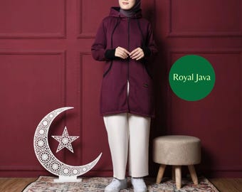 Lang fleecejack Muslimah - bescheiden jas - hijabijas - Syar'i-hoodie