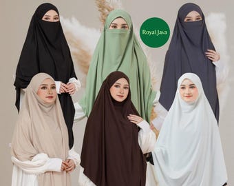 Jumbo Franse Khimar-hijab – Instant Syari-jersey 4-in-1 met Niqab | Umrah en dagelijkse moslimkleding