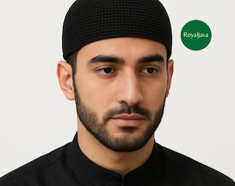Handgemaakte yamangebreide kufimuts – naadloze moslimgebedsmuts, dikke elastische schedelbeanie