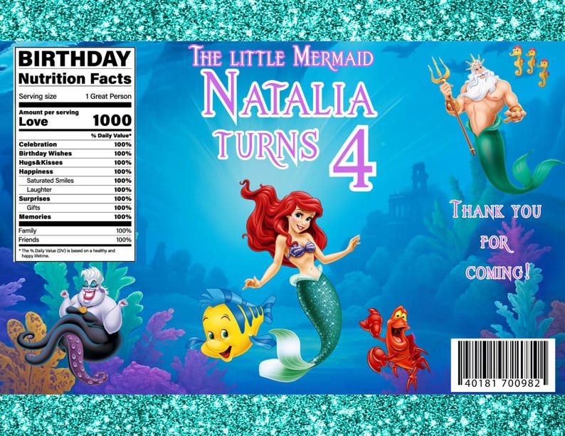 Little Mermaid Chip Bags Digital Download image 5