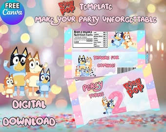 Ring Pop Wrapper Template | Bluey 2nd Birthday Party | Digital Download