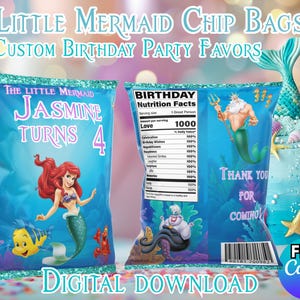 Little Mermaid Chip Bags Digital Download image 1