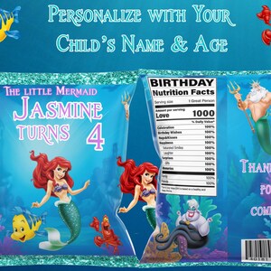 Little Mermaid Chip Bags Digital Download image 4