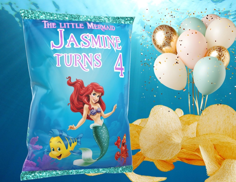 Little Mermaid Chip Bags Digital Download image 3