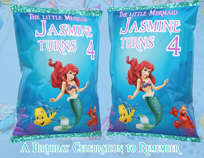 Little Mermaid Chip Bags Digital Download image 2