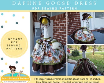 PDF Instant Download, Daphne Goose Dress Sewing pattern, yard goose, lawn goose, ceramic goose, goose clothes, sewing pattern