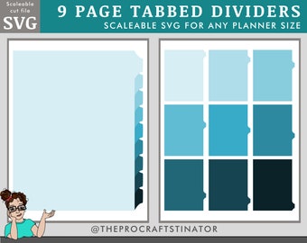 Page Dividers, scalable SVG for cutting machines. Fits any planner or notebook.