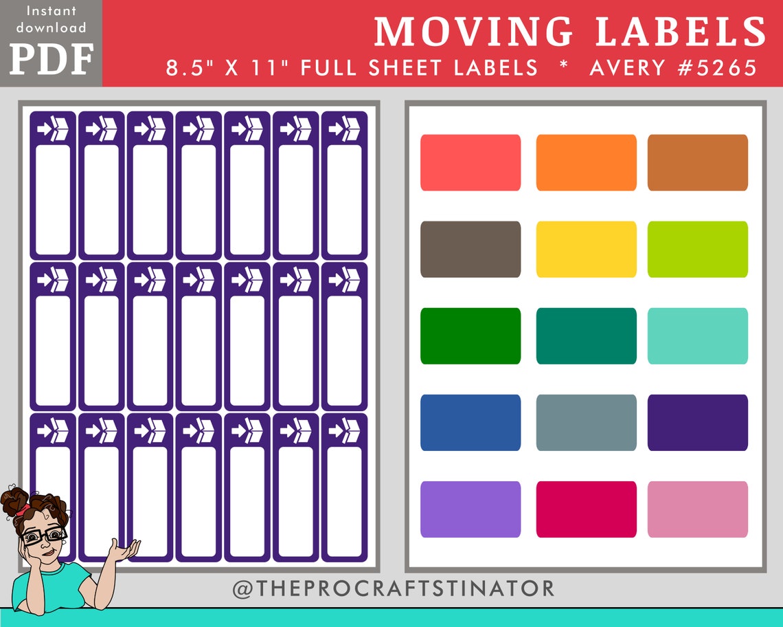 Color-coded Moving Labels PDF: 15 Colors, Customizable (instant ...
