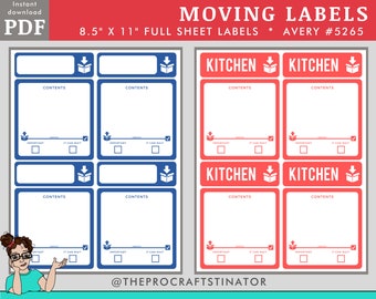 Color coded moving labels PDF. 15 different colors. Customized colors per person or room.  Instant Download.