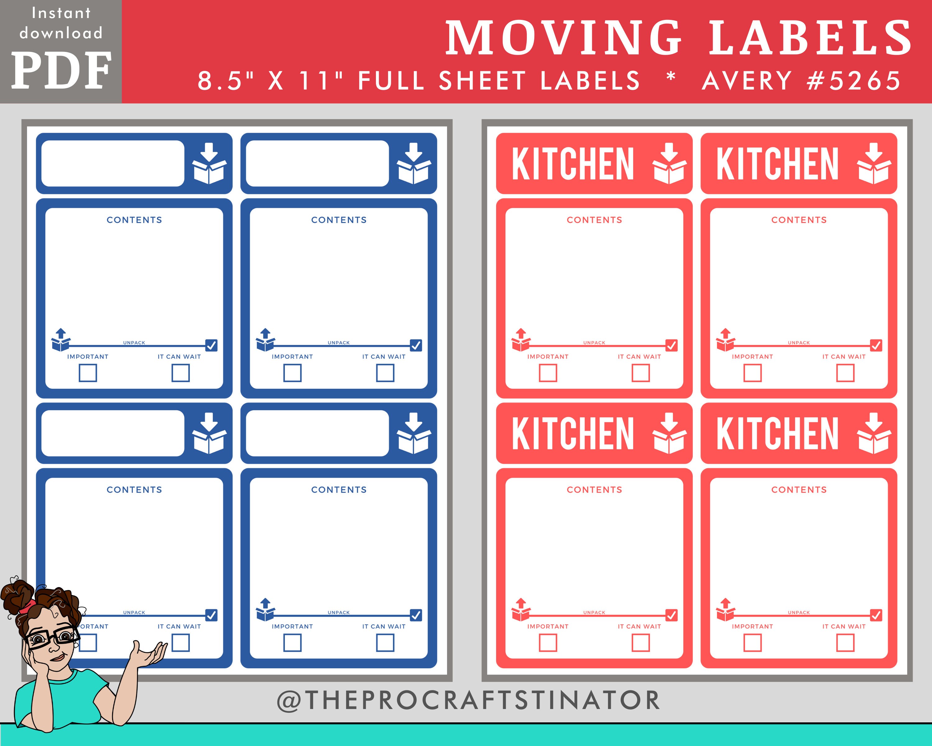 Color Coded Moving Labels PDF. 15 Different Colors. Customized Etsy