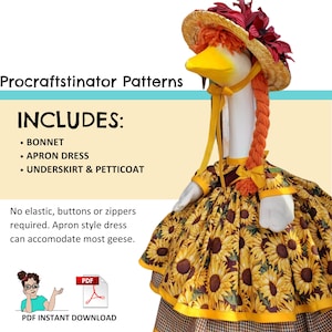 Daphne Goose Dress Sewing Pattern, Yard Goose Clothes (PDF Instant Download) image 2