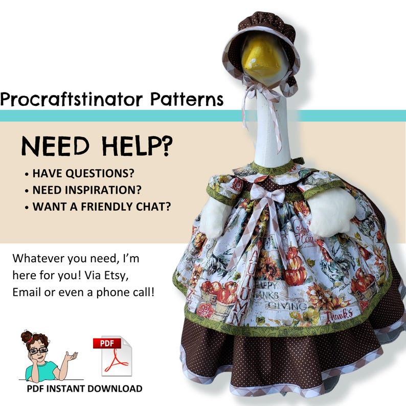 Daphne Goose Dress Sewing Pattern, Yard Goose Clothes (PDF Instant Download) image 3