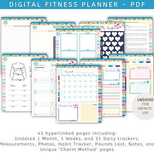 Digital Fitness, Workout, Exercise, Weight loss Planner for GoodNotes, OneNote, NoteShelf, or PDF Annotation Apps