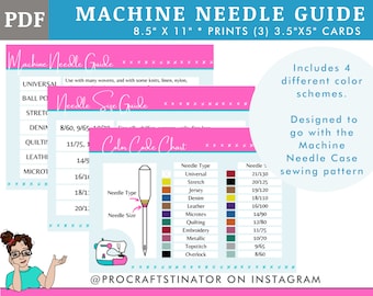 Machine Needle Size Guide PDF in 4 Color Schemes