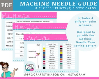 Machine Needle Size Guide PDF in 4 Color Schemes