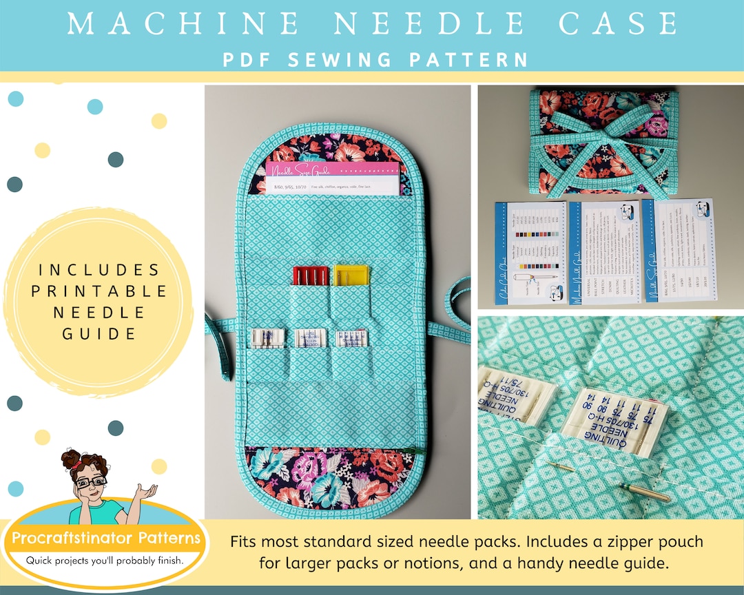 Machine Needle Case Sewing Pattern PDF and Machine Needle Size Guide