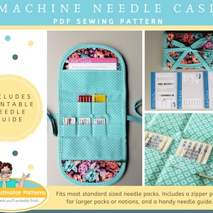 Machine Needle Case Sewing Pattern PDF and Machine Needle Size Guide Printable image 1