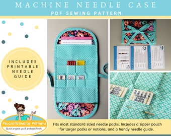 Machine Needle Case Sewing Pattern PDF and Machine Needle Size Guide Printable