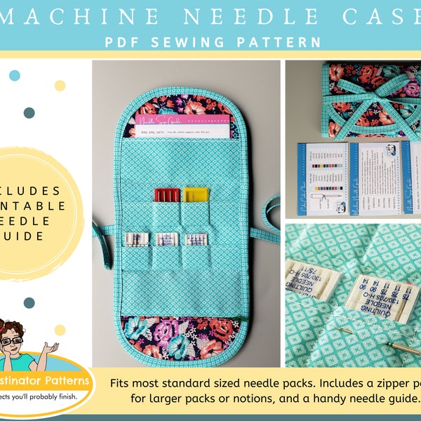 Machine Needle Case Sewing Pattern PDF and Machine Needle Size Guide Printable