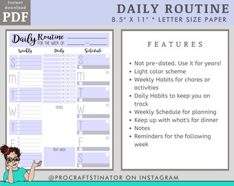 Daily Routine, Habit Tracker, Weekly Planner